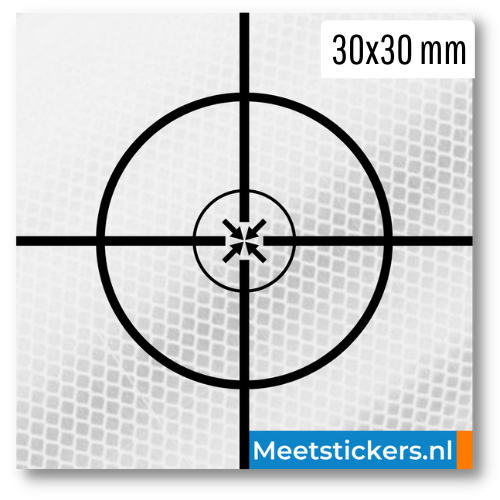 Premium Meetsticker klein 3x3cm wit retro reflecterend landmeter
