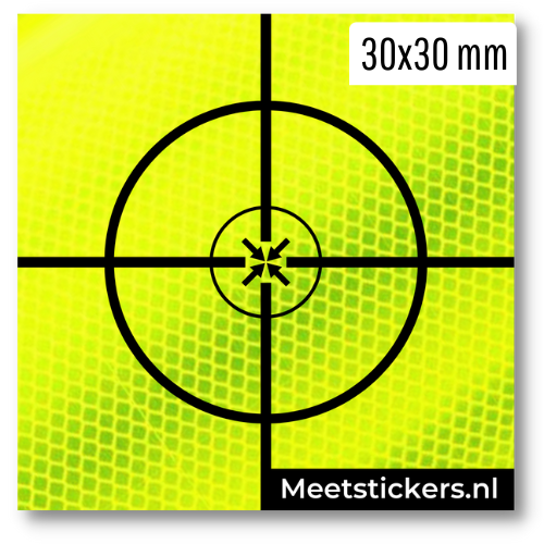 30x30mm Meetsticker geel-groen x reflective survey target meetpunt