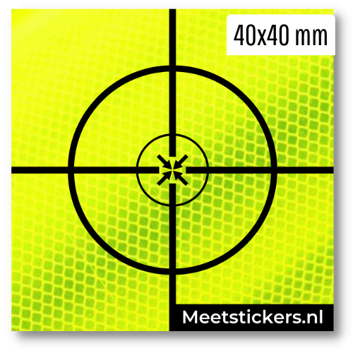 40x40mm Meetsticker geel-groen kruisdraad reflective survey target ijkpunt landmeet stickers